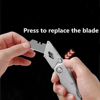 Metal Stainless Steel Folding Box Cutter Knife Self-Locking Design Sharp unboxing knife couteau pliant Art Supplies Stationery 3