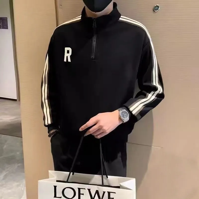 

2024 Golf wear Spring and autumn new men's Golf outdoor stand collar half zip sports coat leisure Golf jacket free shipping 5XL