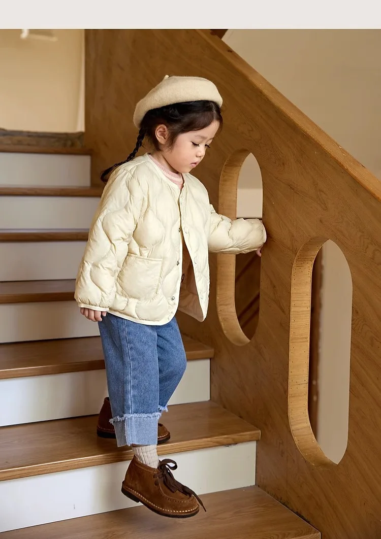 Girls Down Cotton Clothes Women Short Autumn New Children Fashionable Foreign Solid Color Coat Kids Jackets for Girls