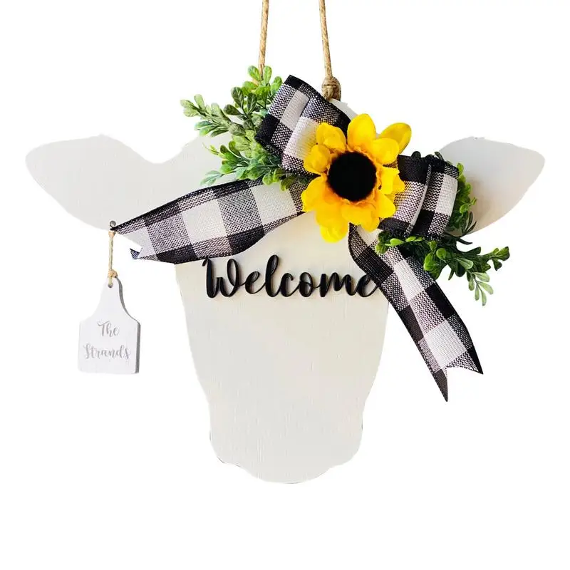 

Farmhouse Cow Head Door Signs Rustic Cow Head Door Sign Decorative Hangable Porch Decoration Ornaments Housewarming For Easter