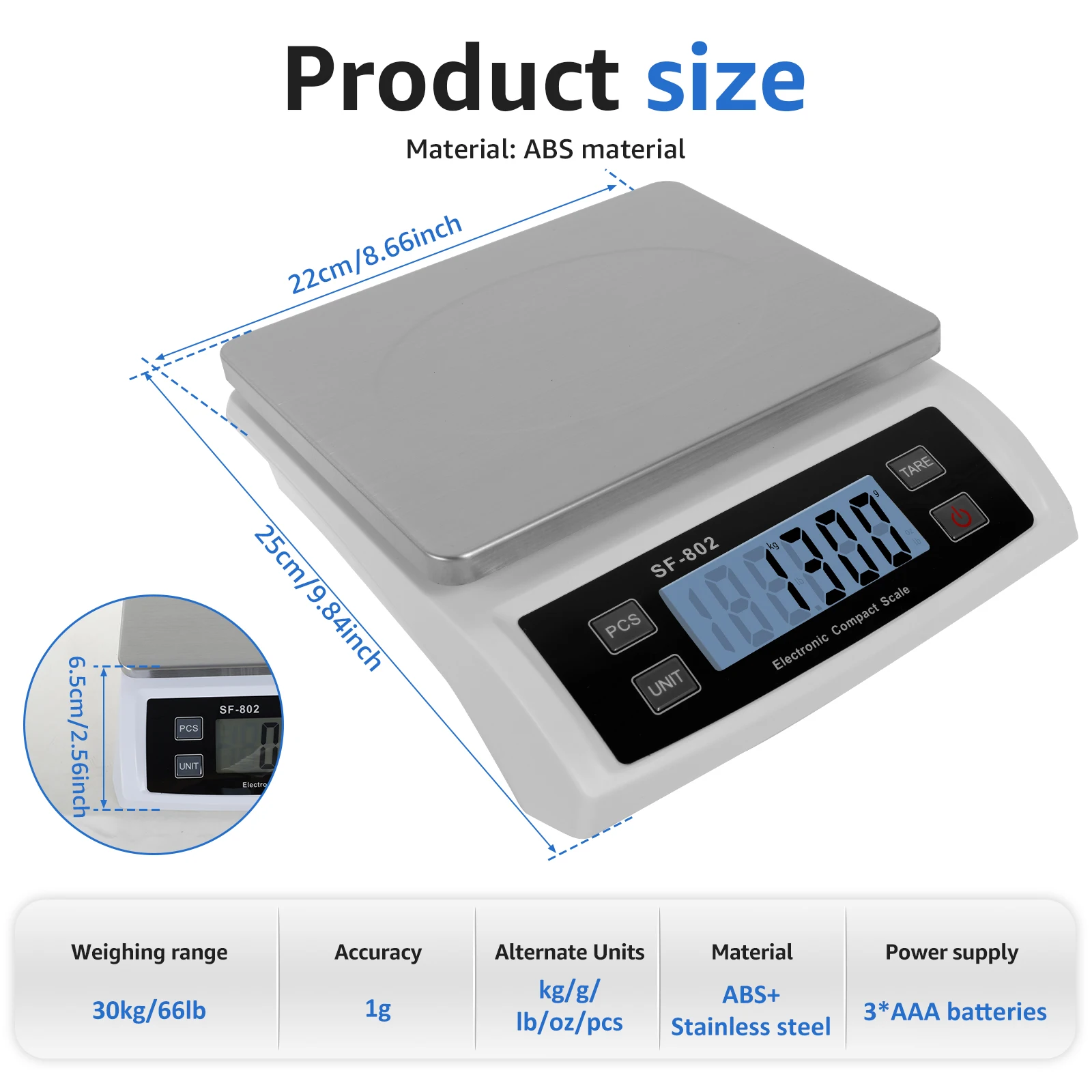 Food Scale Multifunctional Digital Kitchen Scale for Baking Smart Weighing Food Scale 30kg Practical for Cooking And Counting