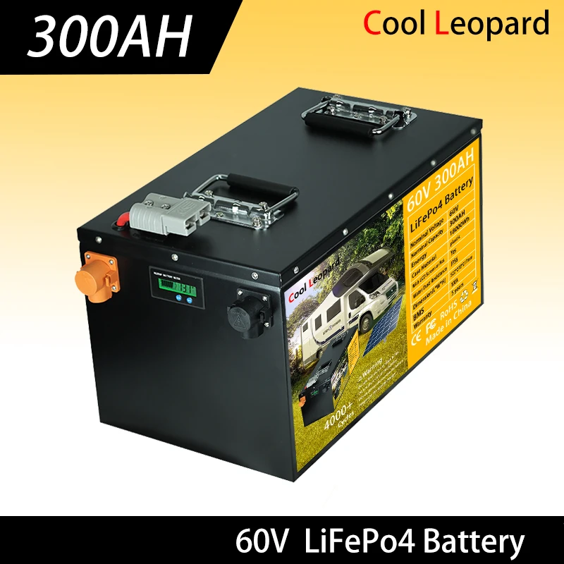 CooI Leopard LiFePO4 Battery 60V 300Ah Solar Built-in BMS Super Large Capacity Solar Battery For RV, Sightseeing Car Etc...