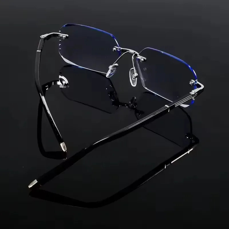 Cut Edge Presbyopic Glasses Frameless Anti Blue Presbyopic Business Glasses Men Anti Fatigue Presbyopia Clear Glasses +1.0~+4.0