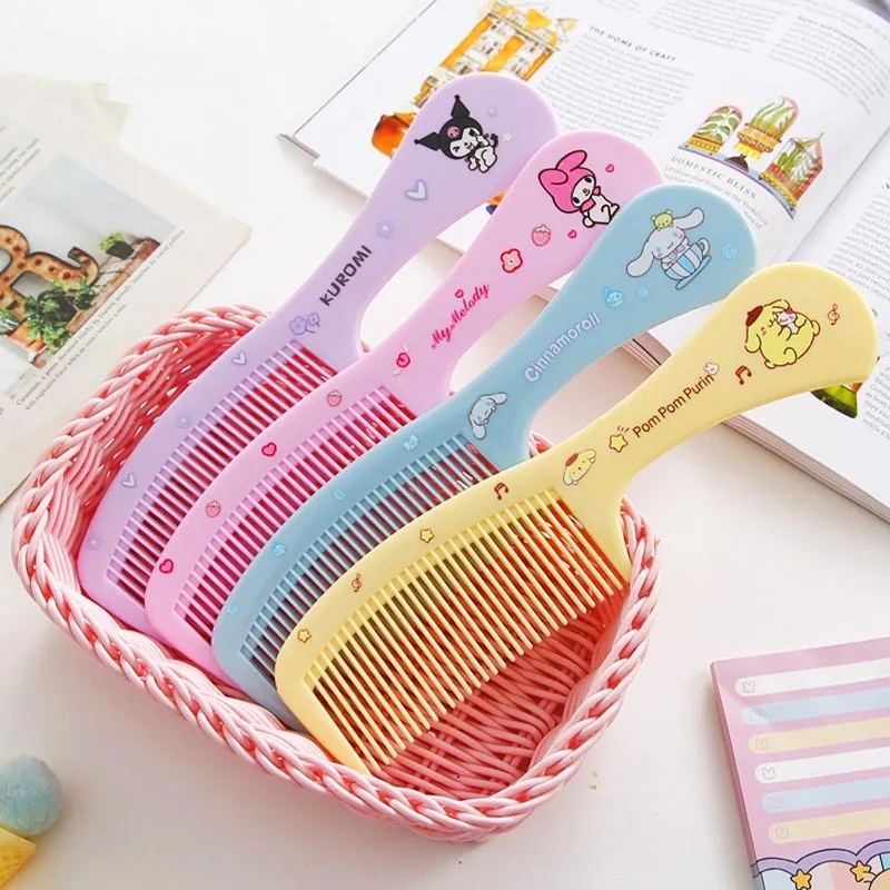 

Kawaii Sanrioed Comb My Melody Kuromi Cinnamoroll Hair Comb New Cartoon Pom Pom Purin Household Children's Comb Women Hair Brush