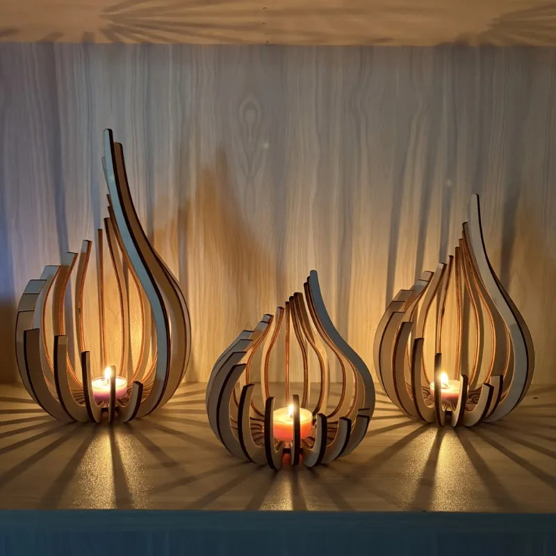 Modern Wooden Candleholder Centerpiece 2