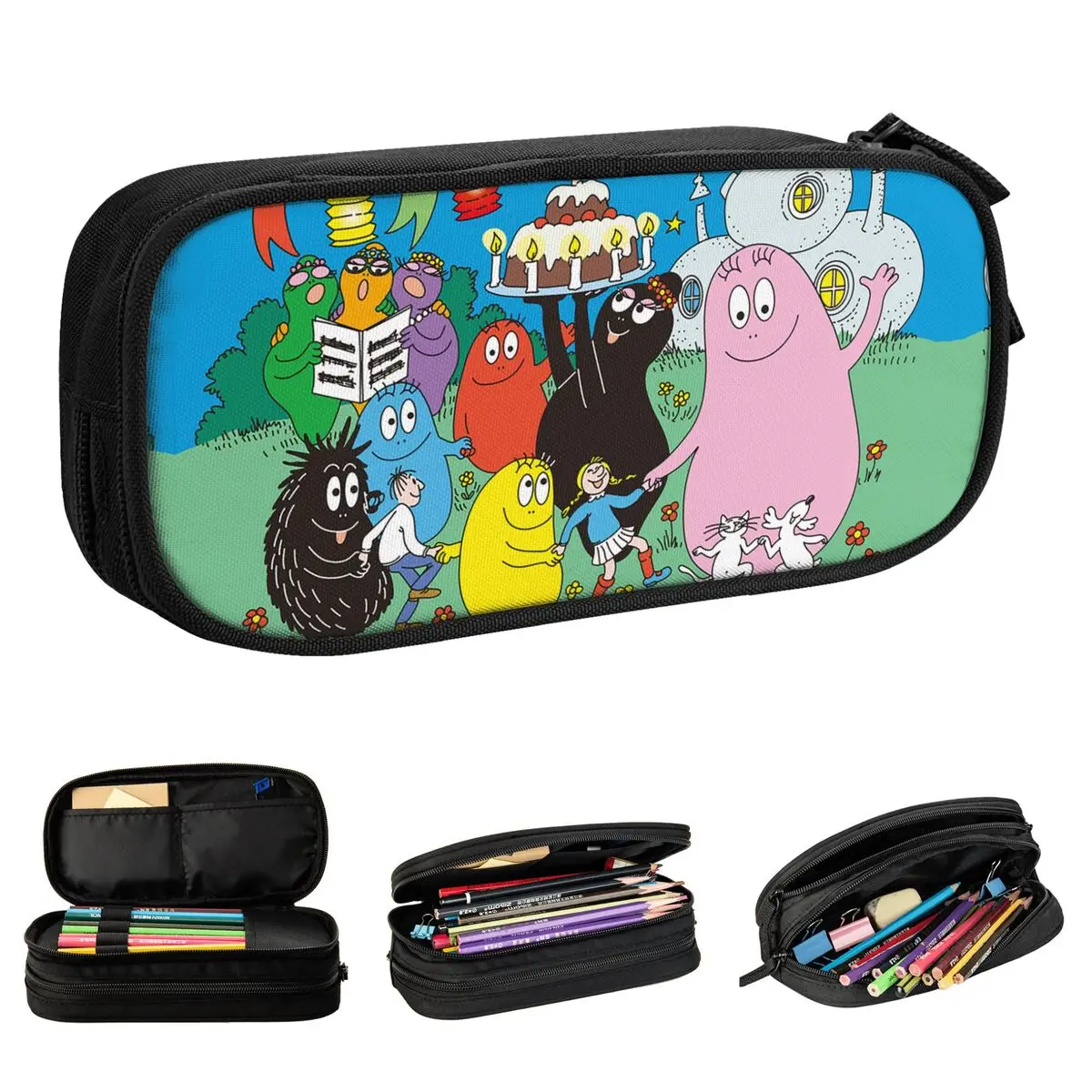 

Les Barbapapa Cartoon Pencil Case Anime Pen Bag Girl Boy Big Capacity Office Cosmetic Pencil Box