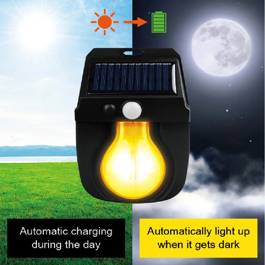 Outdoor Solar LED Wall Lamp Human Body Induction Street Light Garden Courtyard Waterproof Decoration Lighting Night Light