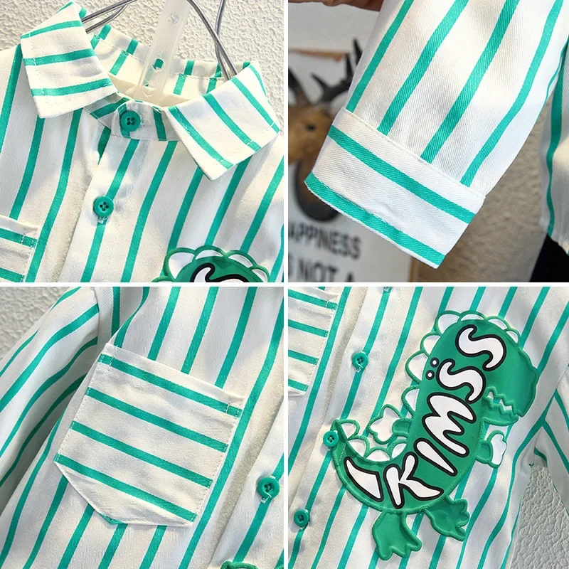 Trendy Striped Shirt for Boys Spring Autumn Small Medium Children Korean Style Baby Clothes Kids' Clothing