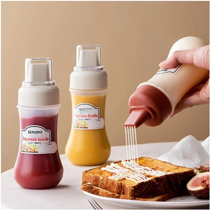 350ml Leak-Proof 5-Hole Sauce Squeeze Bottle for Restaurant Kitchen-Perfect for Mayonnaise Dispensing and Cooking Tools
