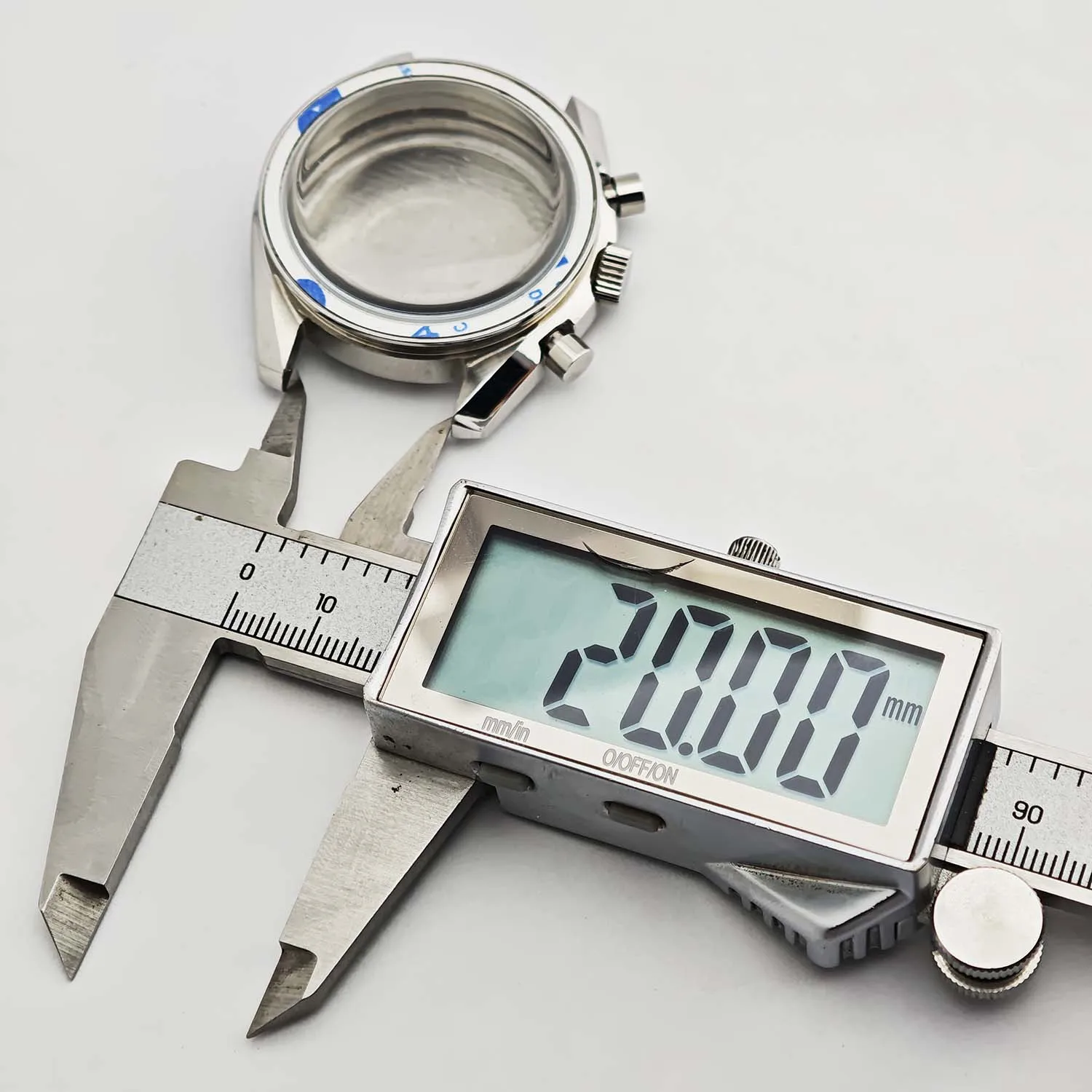 Men's 39.7mm Stainless Steel Watch Case with Moon Back Cover