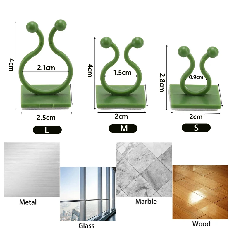 Plant Climbing Wall Fixture Clips Acrylic Sticker Self-Adhesive Hook Plant Vine Traction Holder Indoor Outdoor Decor 10-50Pcs plastic plant clips,plant clips,plant adhesive hooks,plant wall hooks