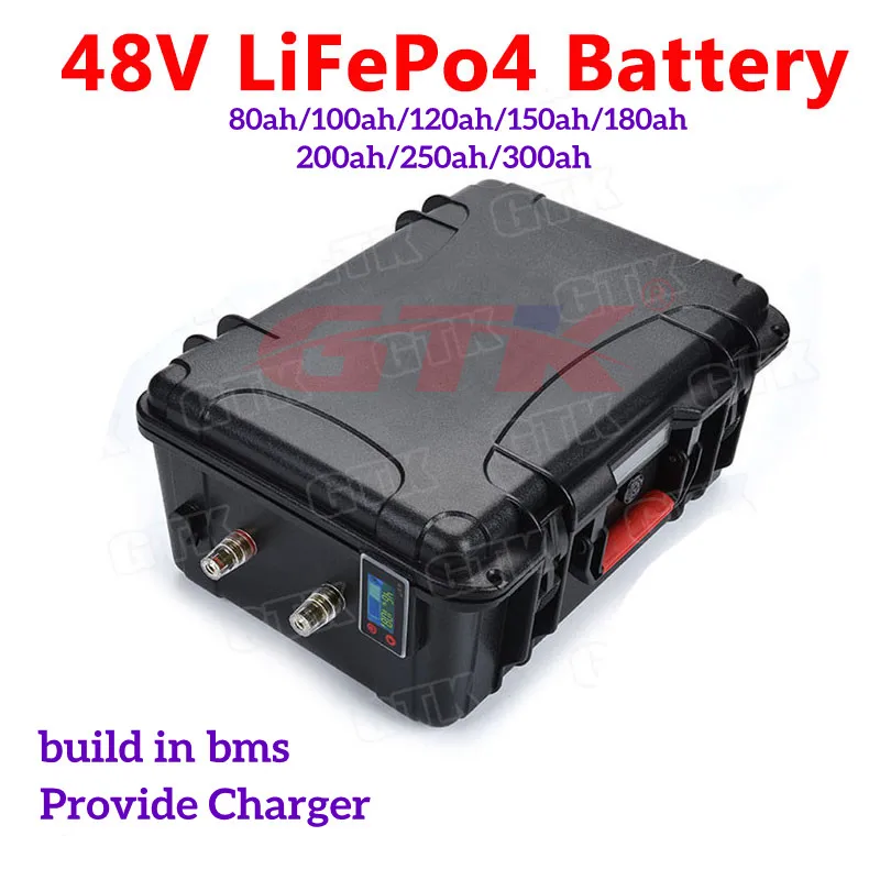 

48V LiFepo4 lithium battery pack 80ah 100Ah 120ah 150ah 180ah 200ah 250ah with BMS for 5000w motorhome electric car solar energy