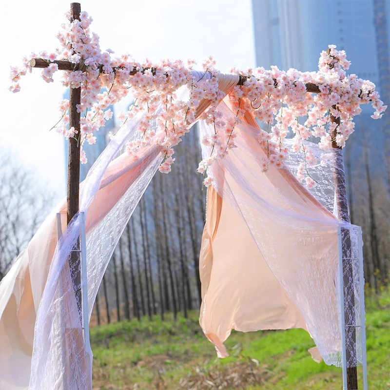 Artificial Flower 180CM Artificial Sakura Flowers Vine Wedding Garden Rose Arch Home Party Decoration Festival Bridal Fake Silk Scrapbook Plants