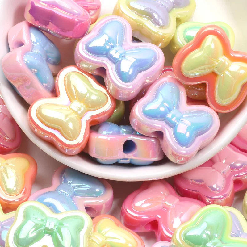 

10pcs 14x21mm Mixed Color Bowknot Acrylic Spacer Beads For Jewelry Making DIY Handmade Keychain Bracelet Necklace Accessories