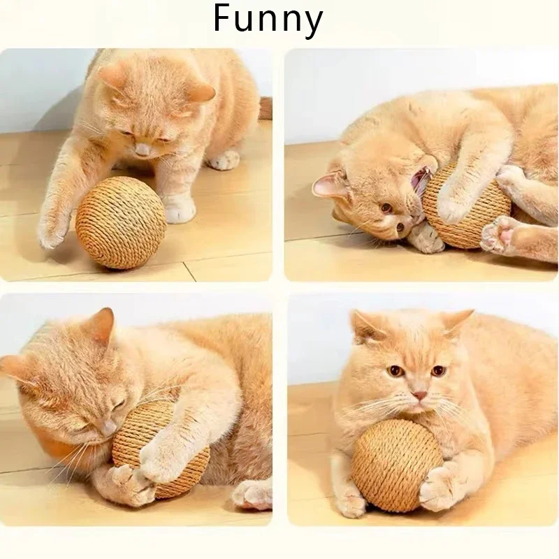 8cm Interactive Cat Scratching Ball Bite-Resistant Kitten Toy with Crinkle Sound for Chasing And Play