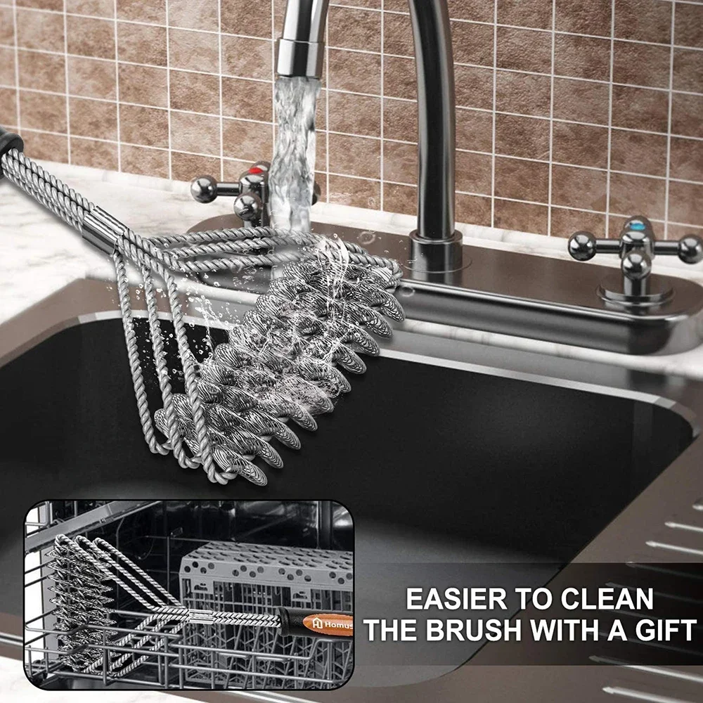 Stainless Steel Wire Cleaning Brush Barbecue Grill Cleaning Brush Non-stick BBQ Kitchen Tools BBQ Accessories
