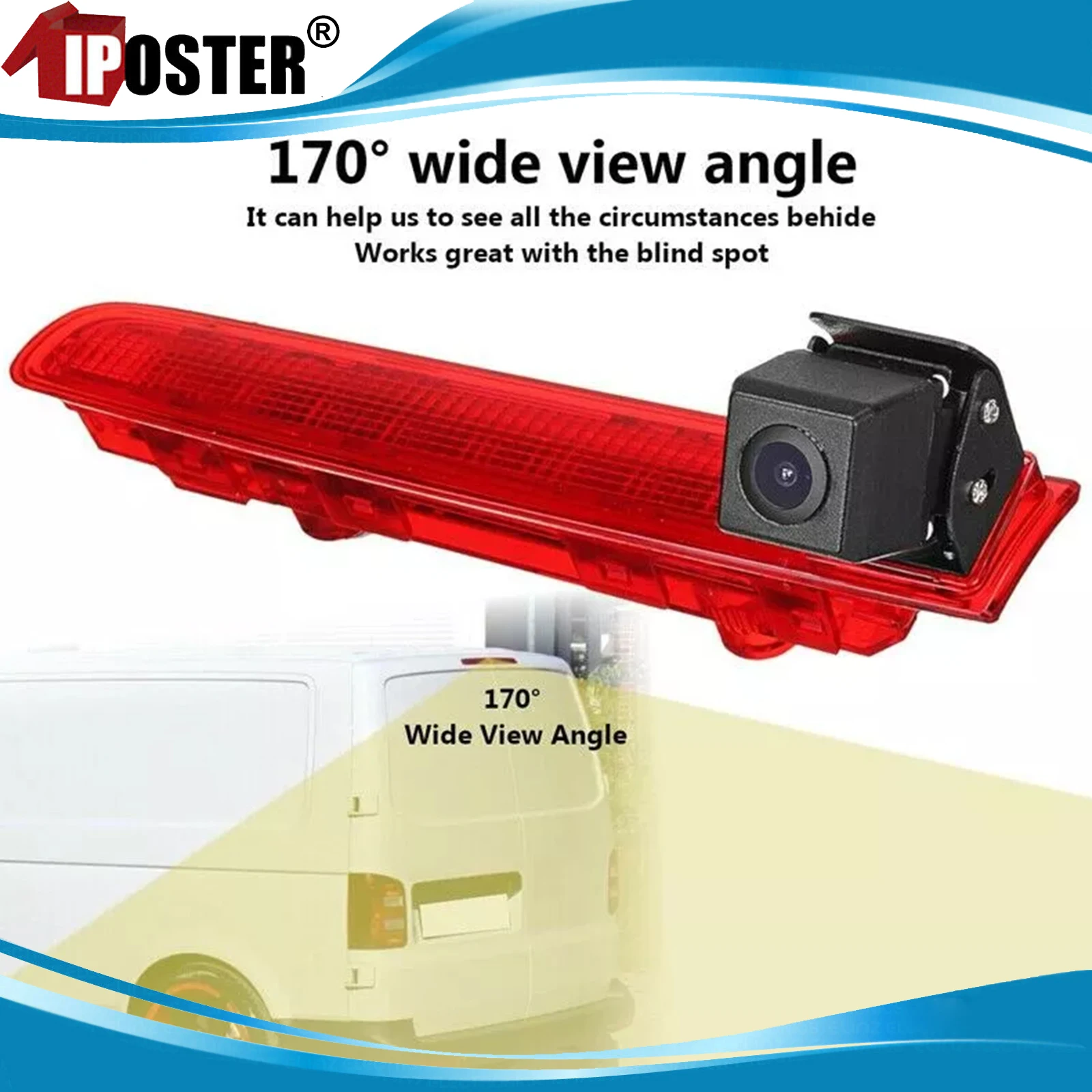 

iPoster 3rd Brake Light IR Reversing HD Camera AHD/CVBS 1080P Waterproof IP68 For Transporter VW T5 T6 From 2003 to 2022