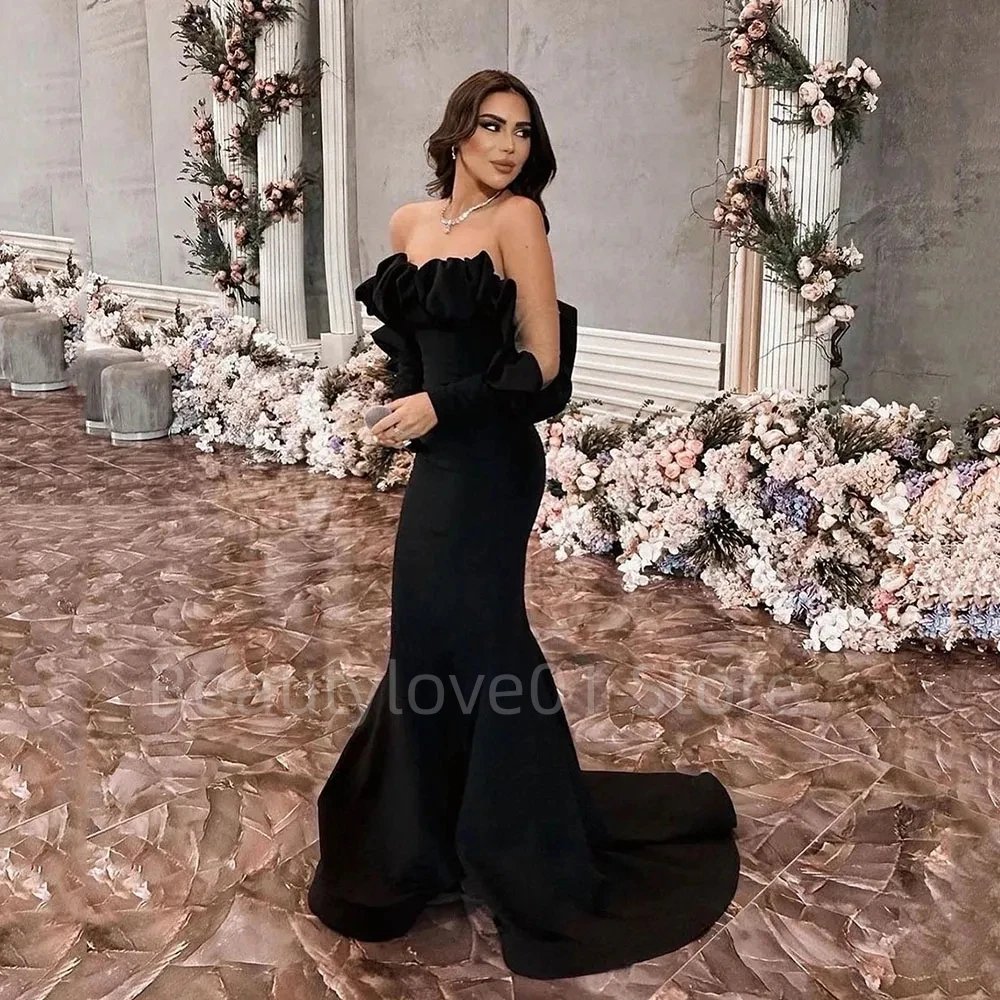 

Newest Custom High-end Luxury Black Sexy Pleats Mermaid Bridesmaid Gown Party Celebrity Occasion Dress For Woman De Soriee 2023