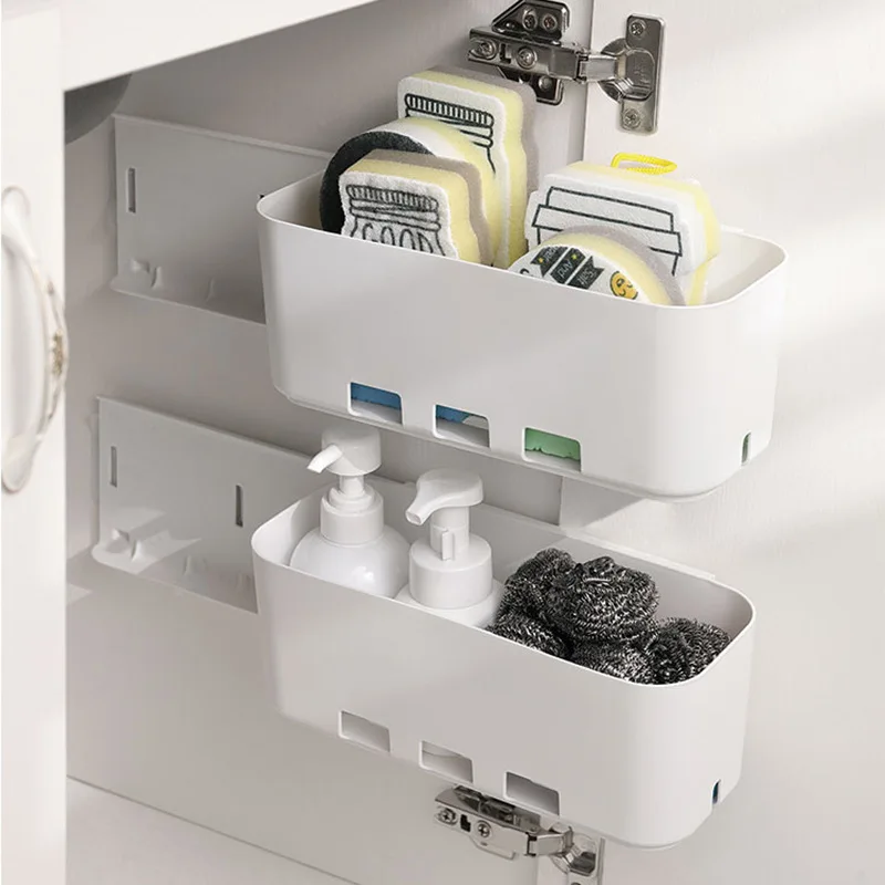1 pc Under Sink Organizer,Plastic Pull Out Kitchen Cabinet
