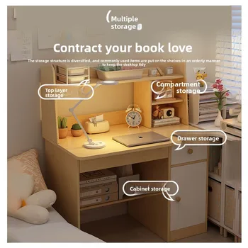 Scrivania, Libreria, Scrivania per Computer Integrata, Camera da Letto, Tavolino per Studenti per Imparare a Scrivere