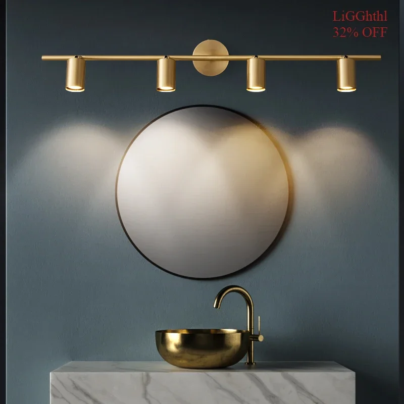 

Industrial Brass Mirror Front Light LED Black Copper Sconce Light Classic Creative Decor Vanity Fixture Make-up Bathroom
