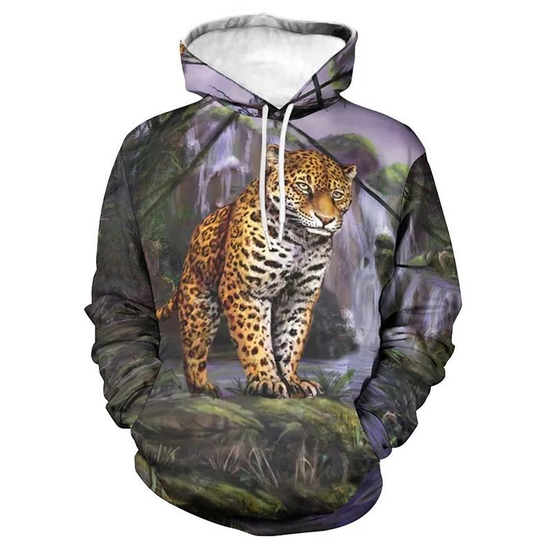 thumbnail image 1 of Sudaderas con capucha con estampado de leopardo y animales para hombre, sudaderas de moda, sudaderas de diseñador, ropa de calle de gran tamaño, abrigos para hombre, 1 of 5