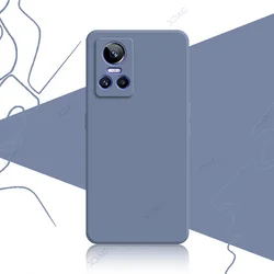 Luxury Dual Liner Protective Shockproof Phone Cover - Premium Liquid Silicone Square Shield for Realme GT Neo 3 150W (Gray)