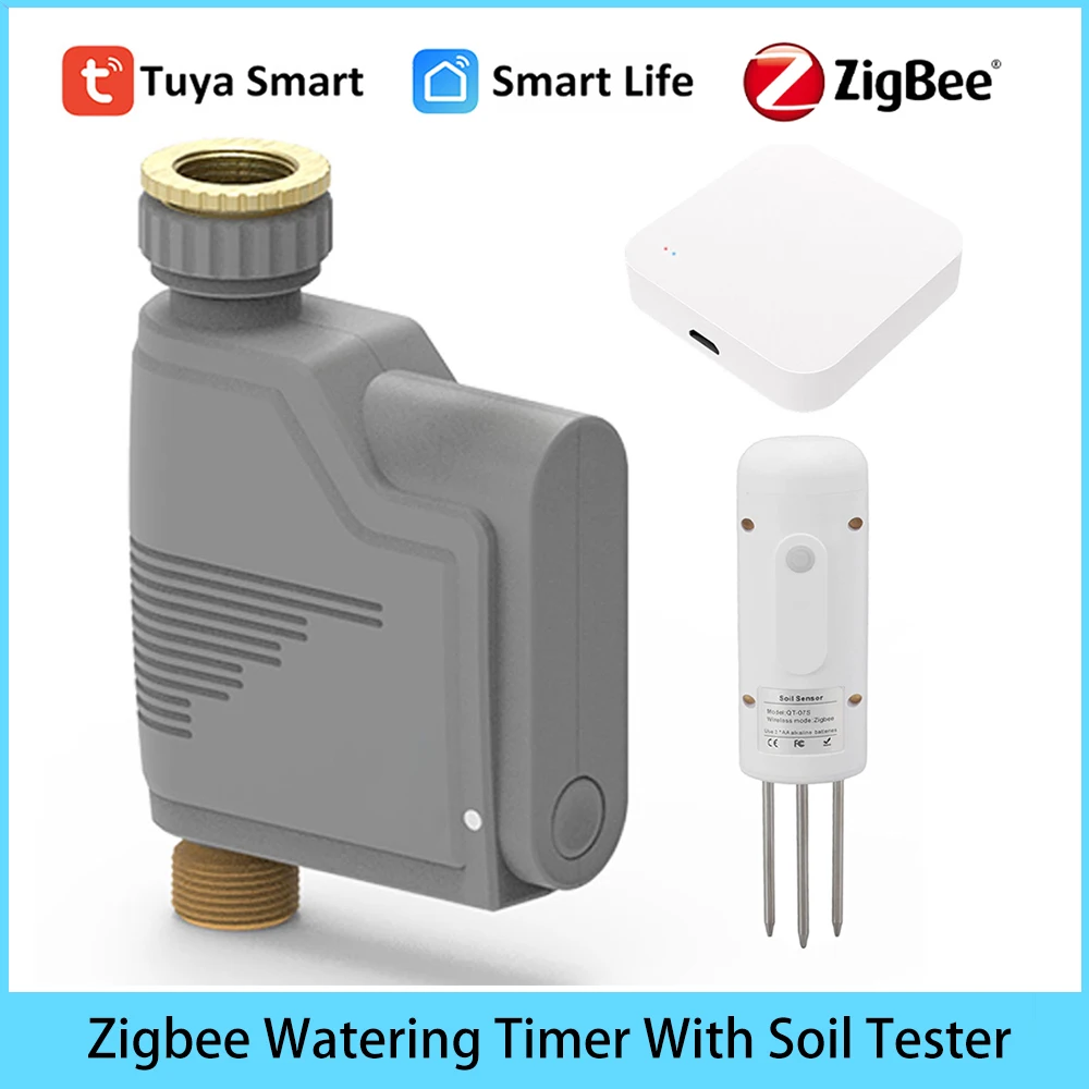 

Tuya Zigbee Garden Watering Timer Smart Sprinkler Drip Irrigation System Built-in Water Flow Recorder With Soil Tester Gateway