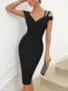 Bandage Dress Black Bodycon Dress Evening Party Elegant Sexy One Shoulder Birthday Club Outfit 1