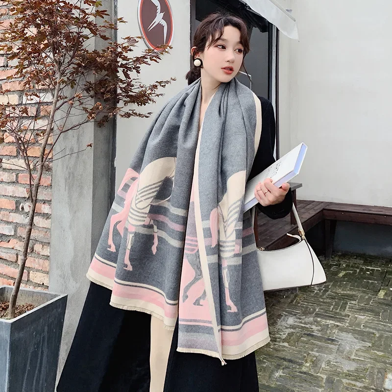 Luxury Brand Winter Cashmere Scarf Women 65x185cm Female Warm Pashmina Shawls Wrap Scarves Blanket Thick Ladies Bufanda Design