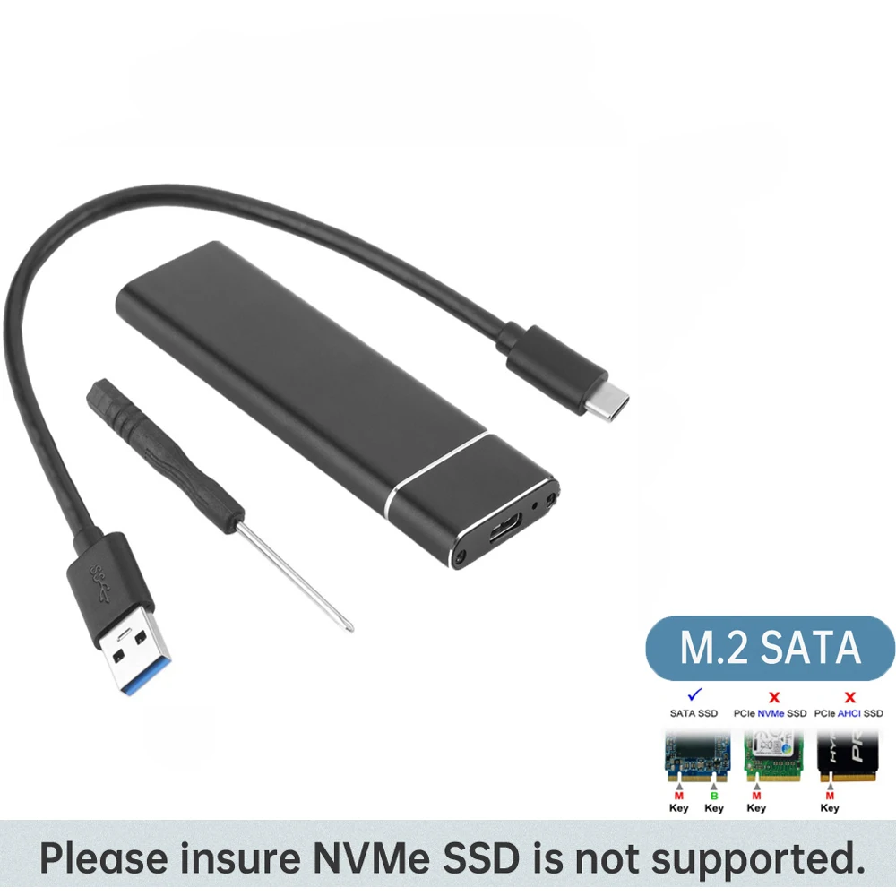 M.2 portable ssd hard disk SSD cases type c usb 3.1 M2 SATA NGFF 2242/2260/2280 B key hard drive HD enclosure silver Black
