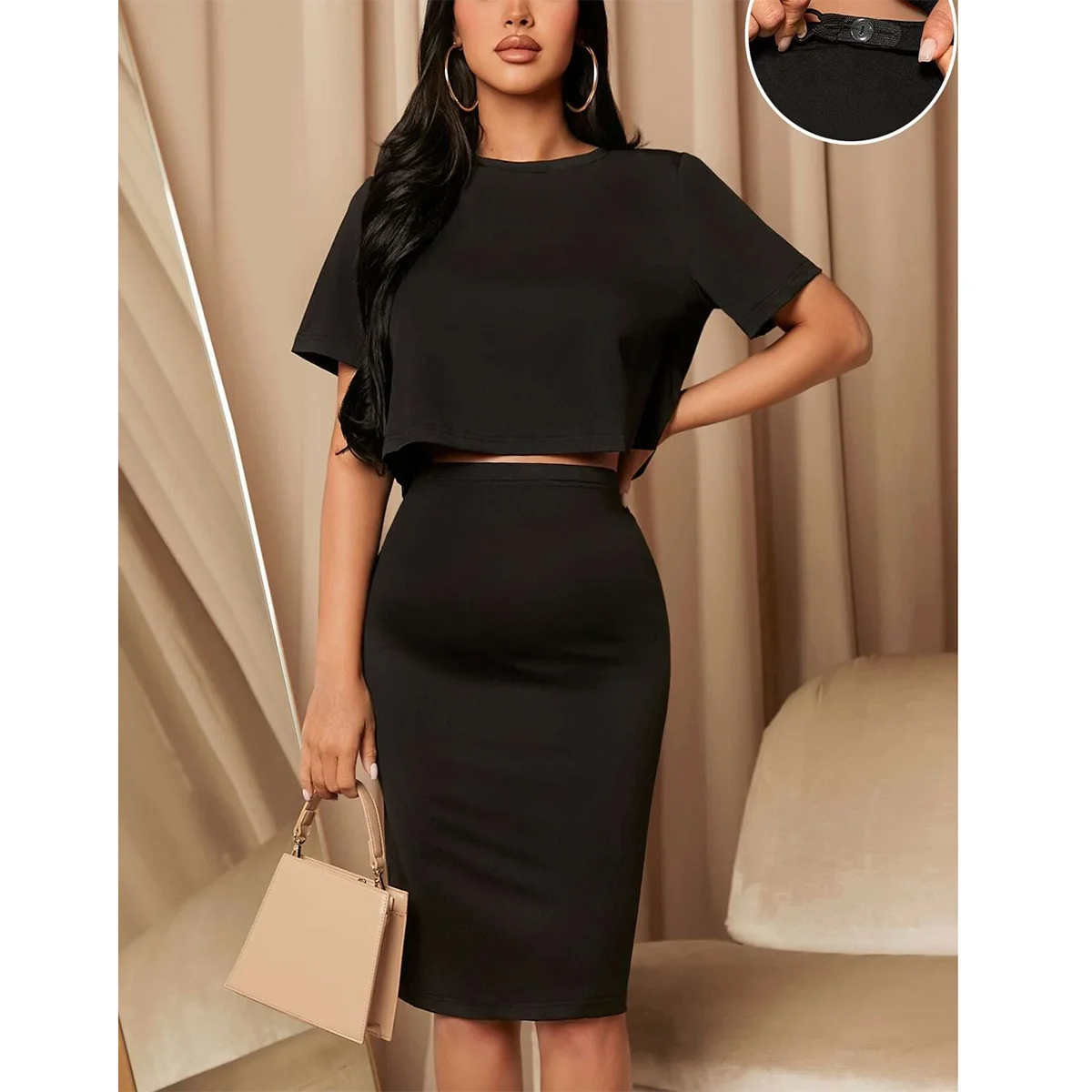 Women Maternity Sets European and American foreign trade maternity dress half skirt set