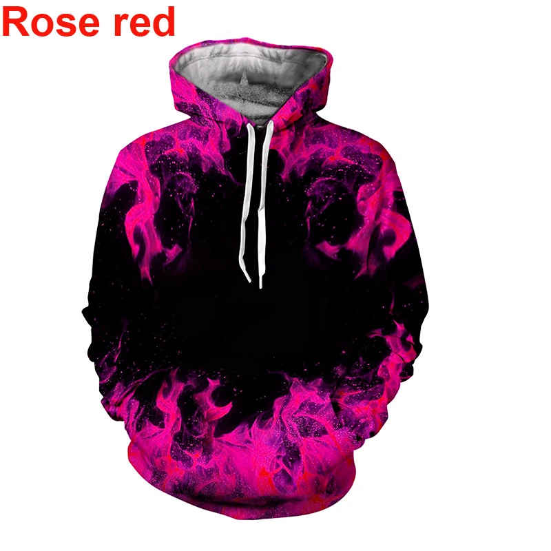 New Men's Women's Casual Hoodies 3D Digital Printing Flame Hooded Sweatshirt Plus Size