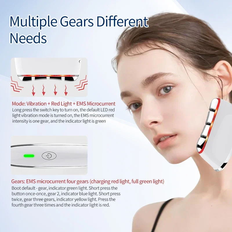 Facial EMS Dredging Meridians and Tightening Electric Constant Temperature Micro Current Scraping Board V-face Massage Brush