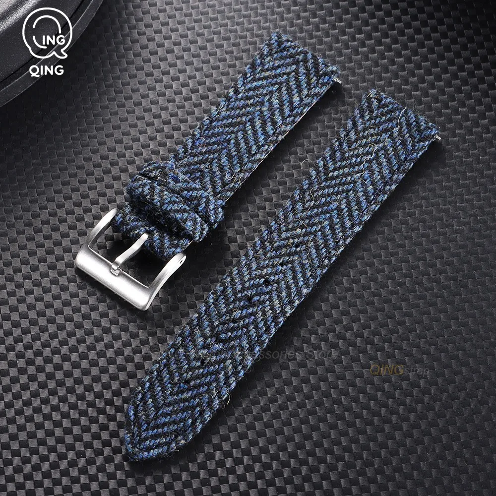 Vintage Tweed Weave Quick Release Nylon Leather Watchband Strap in Multiple Sizes