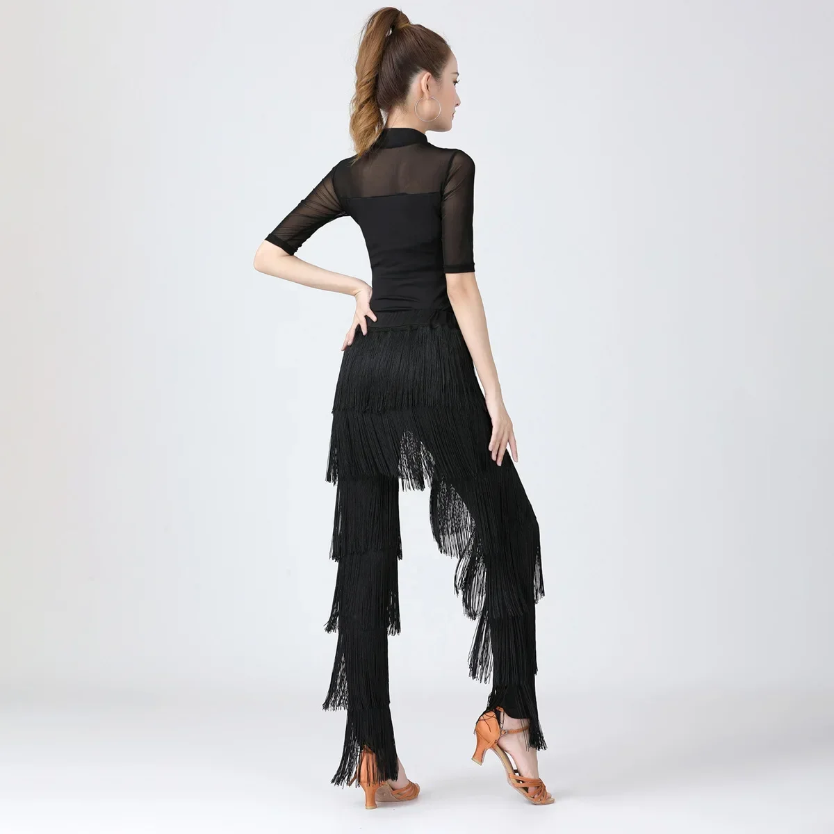 2024 New Latin Dance Pants Fringed Dance Pants Encrypted Fringed Pants Bull Dance Pants Dance Pants Latin Dance Bottoms 2