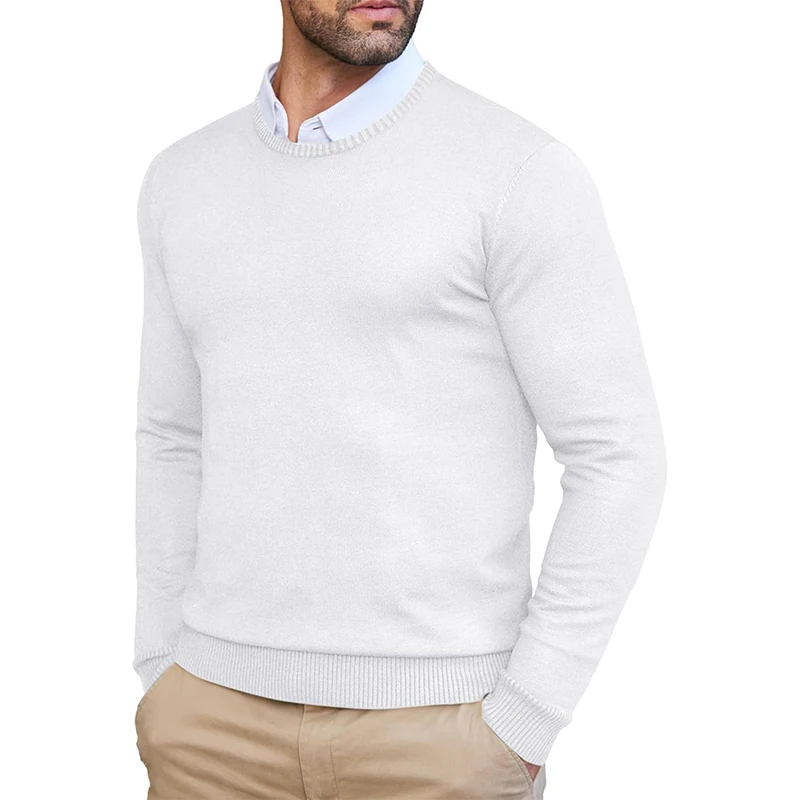 Autumn Men's Dress Crew Neck Sweater Slim Fit Lightweight Sweatshirts Knitted Pullover Casual Fashion Long Sleeve Sweater 3