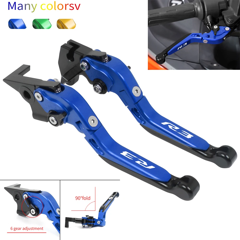 Motorcycle YZFR3 CNC Adjustable Folding Brake Clutch Levers Handle For