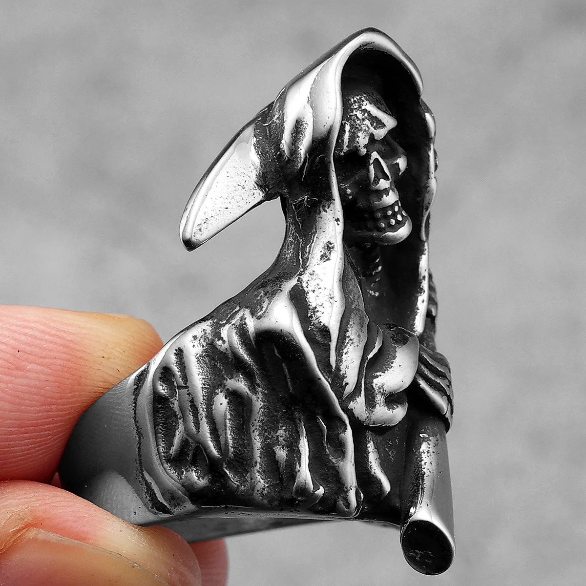 Grim Reaper Stylish Skull Men Rings Stainless Steel Women Jewelry Punk Retro New In Rock Fashion Accessories Gift Wholesale 4