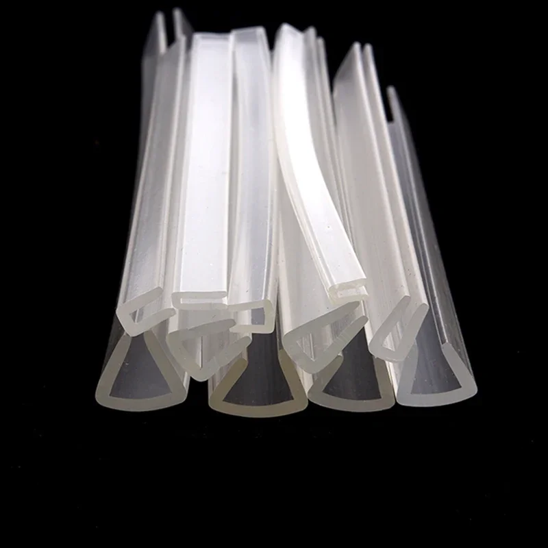 Door Seal Strip 1/3 Meters Groove 0.5mm-35mm Rubber Edging Transparent U-channel Protector for Shower Door Glass Metal Sealing