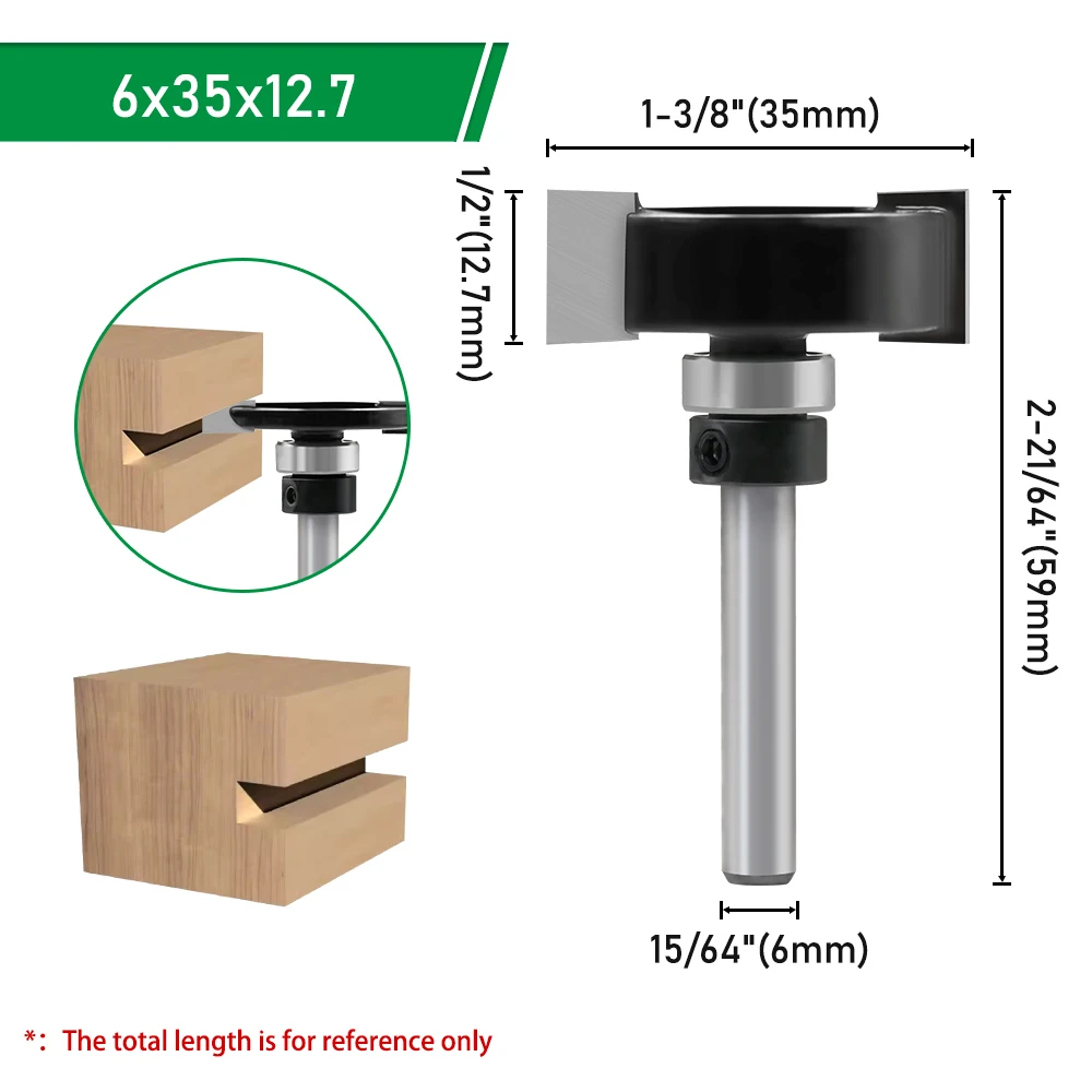 LAVIE 1/4 6 mm Schaft T-Nut-Fräser mit Lager – Doppelkanten-Nutfräser zum Schlitzen und Kanten von Holz C06318FX35 – Detail 11