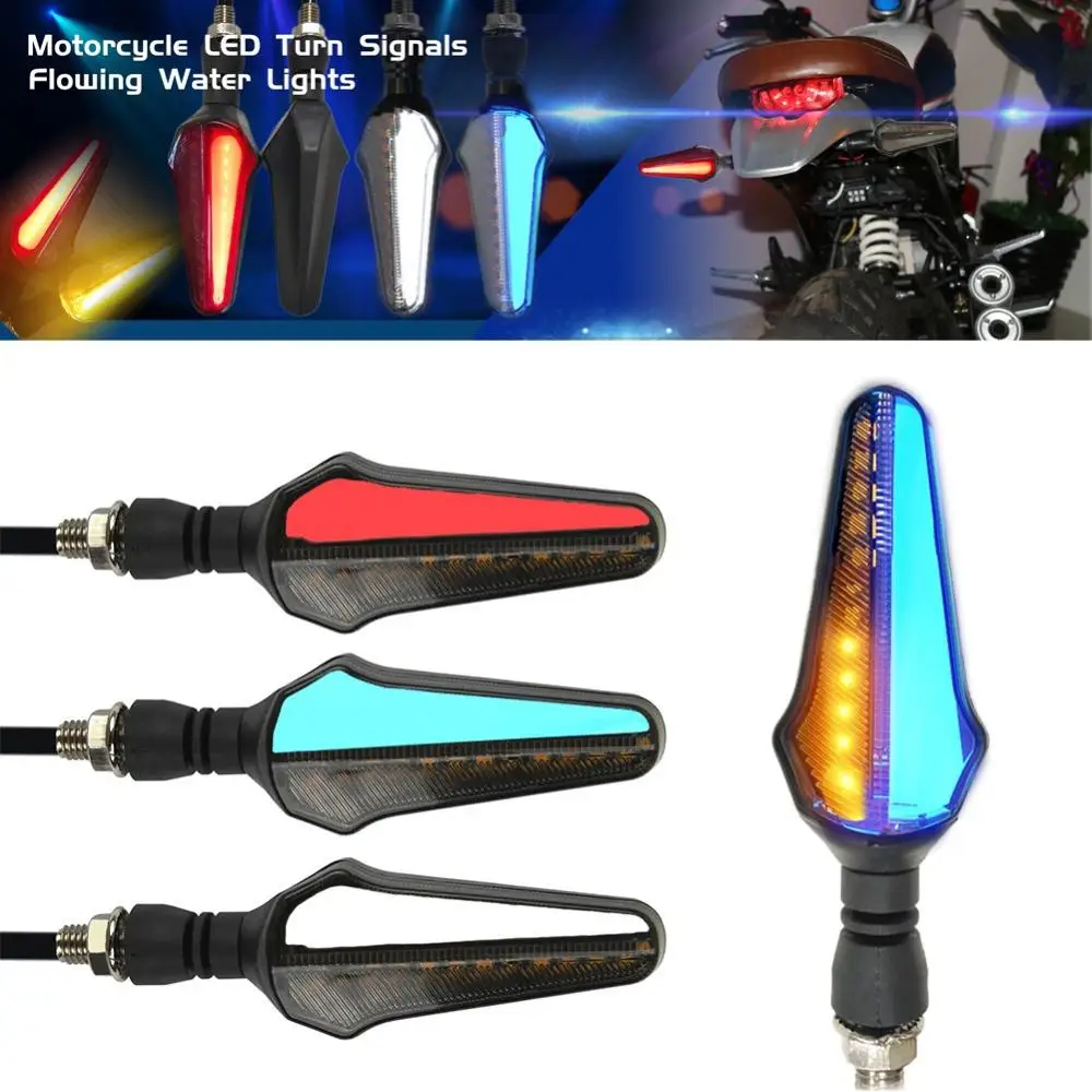 

1 Pair Motorcycle LED Turn Signal 12V Two-color Flowing Water Daytime Running Light For Electric Bike