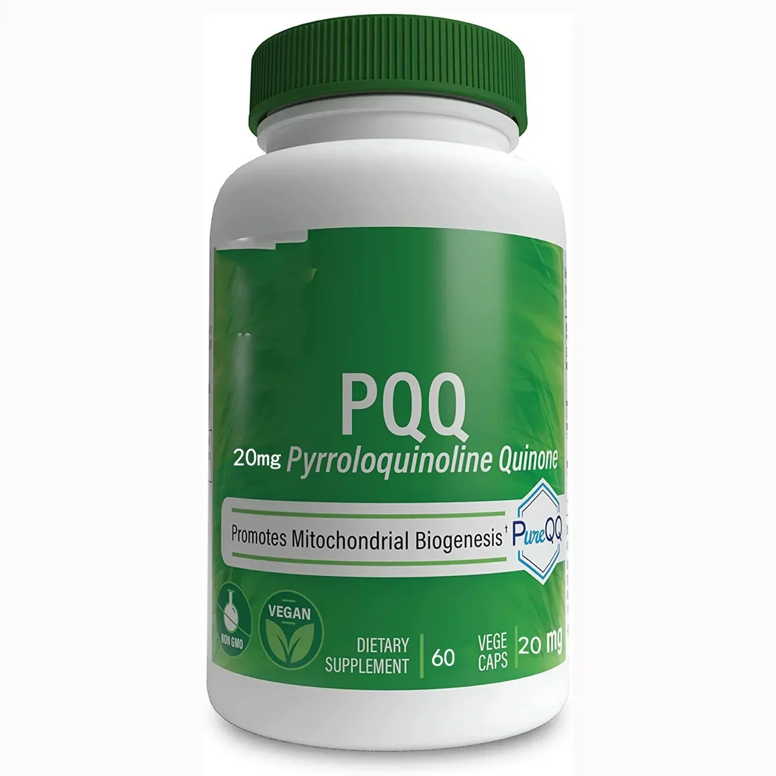 

1 Bottle 60 PQQ Mitochondrial Capsules Energy and Cell Vitality Pyrroloquinoline Quinone Dietary Supplement