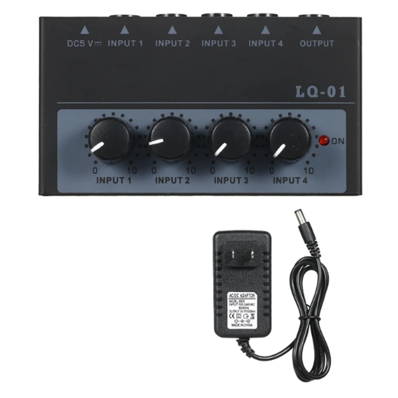 Best-Mixer Ultra Low Noise 4 Channel Mixer 4 Input 1 Output DC 5V Mini Audio Mixer Microphone Guitar Bass Mixers