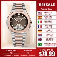 PAGANI DESIGN Tourbillon Men's Watches Rose Gold Top Luxury Automatic Watch For Men Mechanical Wristwatches AR Sapphire Luminous