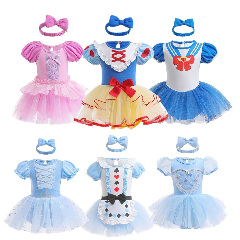 

Baby Girl Snow White Alice Cinderella Halloween Cosplay Baby Costume Newborn First Birthday Baby Romper Bebes Party Dress 0-24M