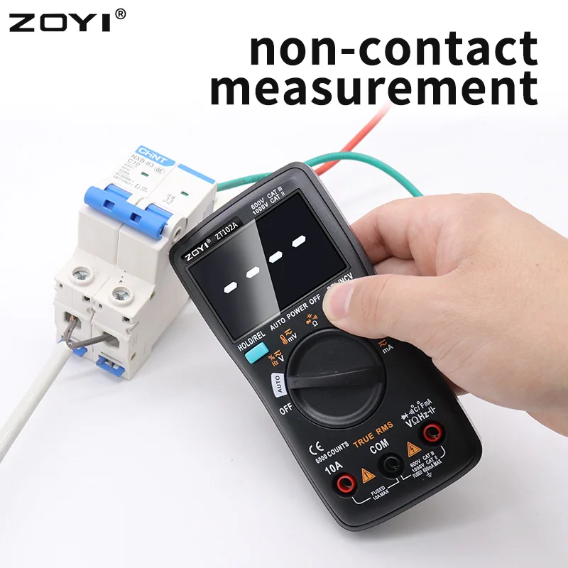 ZOYI ZT102A Digital Multimeter 6000 Counts Electrical Meter Transistor Tester Auto Rang AC/DC Voltage Process Calibrator