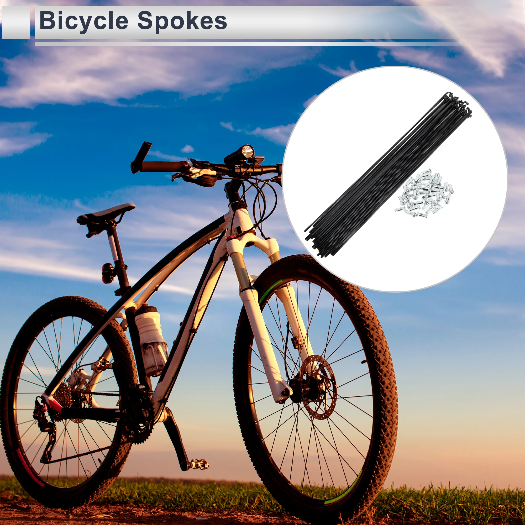 X Autohaux Bicycle Spoke Kit 12G 148mm 154mm 163mm 173mm-305mm Length Bike Wheel Spoke with Nipples Carbon Steel Black 36 Pcs