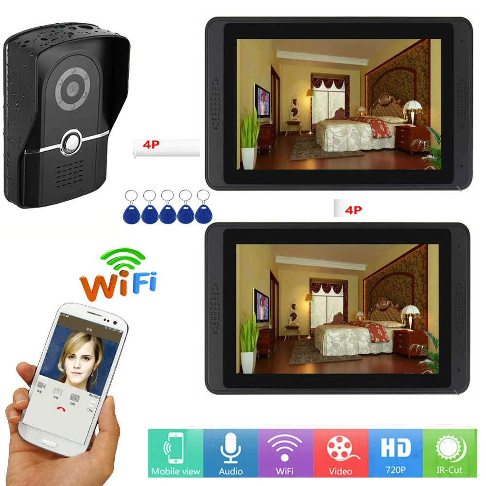 

Умный дверной звонок SmartYIBA с Wi-Fi, видеодомофон с камерой, RFID-доступ, домофон для строительства, комплект звонков, дверной звонок