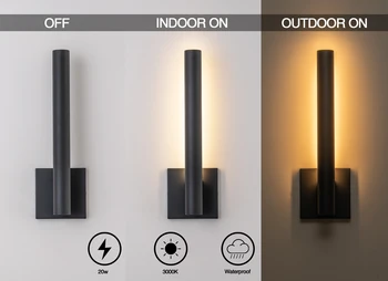 Outdoor Wall Lights 20W LED Modern Exterior Light Fixture Front Porch Lights Wall Mount Black LED Wall Sconce 3000K Waterproof 2
